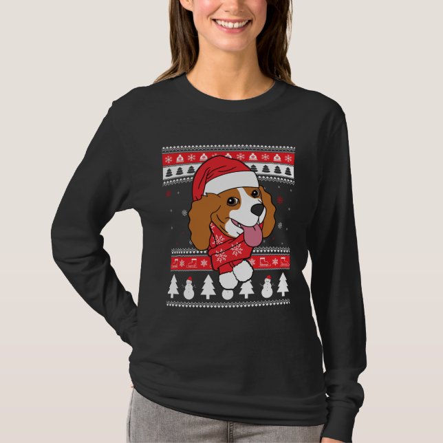 Cavalier King Charles Spaniel Ugly Christmas T-Shirt (Front)