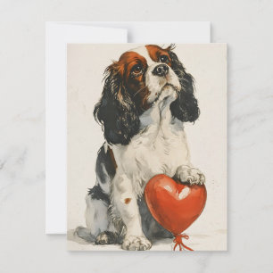 Cavalier King Charles Spaniel Valentine's day Holiday Card