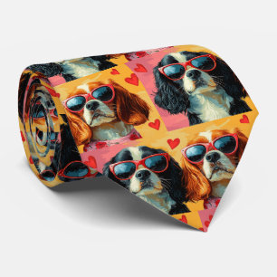 Cavalier King Charles Spaniel Valentine's Day Neck Tie