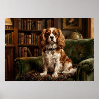 Cavalier King Charles Spaniel Victorian Library Po Poster