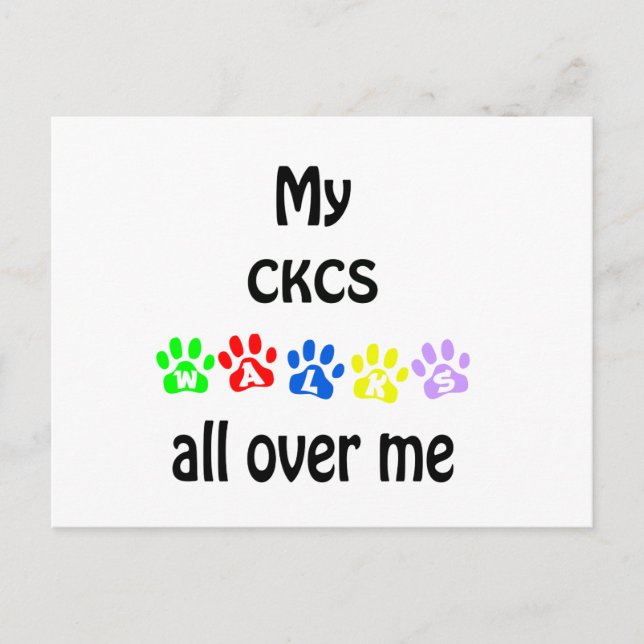 Cavalier King Charles Spaniel Walks Design Postcard (Front)