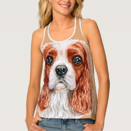 Cavalier King Charles Spaniel Watercolor Portrait  Tank Top