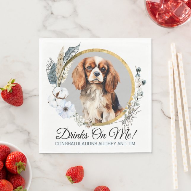 Cavalier King Charles Spaniel Wedding Napkins (Insitu)