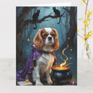 Cavalier King Charles Spaniel Whimsical Halloween Card