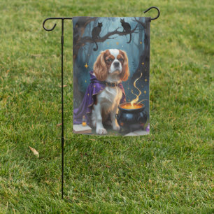 Cavalier King Charles Spaniel Whimsical Halloween Garden Flag