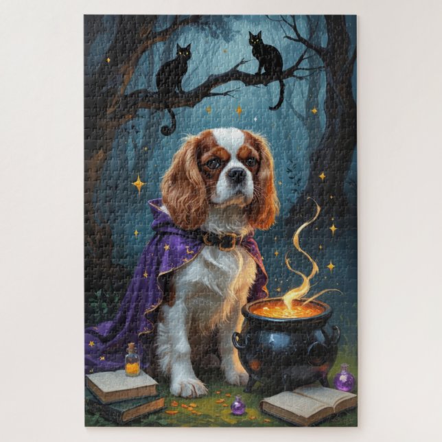 Cavalier King Charles Spaniel Whimsical Halloween  Jigsaw Puzzle (Vertical)