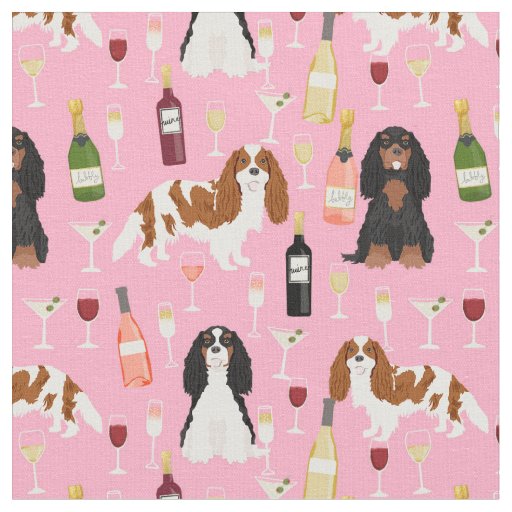 Cavalier King Charles Spaniel wine pink Fabric