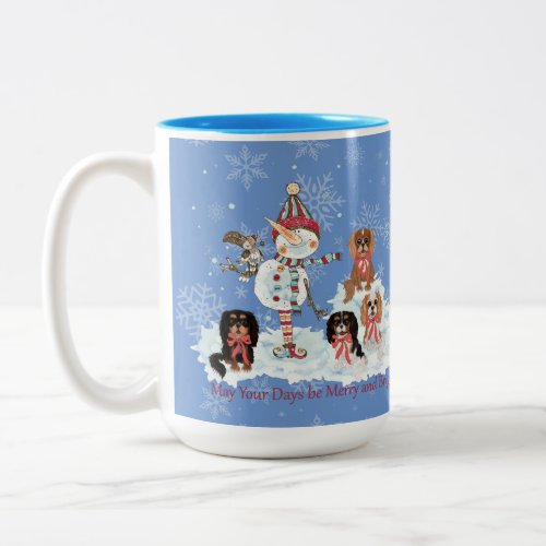 Cavalier King Charles Spaniel Winter Scene Two_Tone Coffee Mug