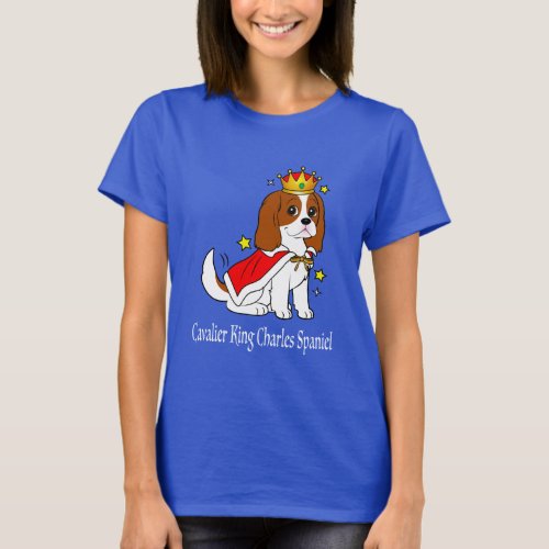 Cavalier King Charles Spaniel  with Crown and Robe T_Shirt