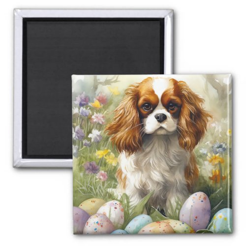 Cavalier King Charles Spaniel with Easter Eggs Magnet