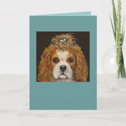 Cavalier King Charles Spaniel with nest card