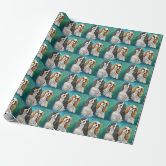 Cavalier King Charles Spaniel Wrapping Paper (Unrolled)