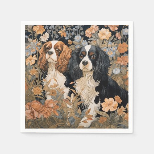 Cavalier King Charles Spaniels Antique Tapestry Napkins