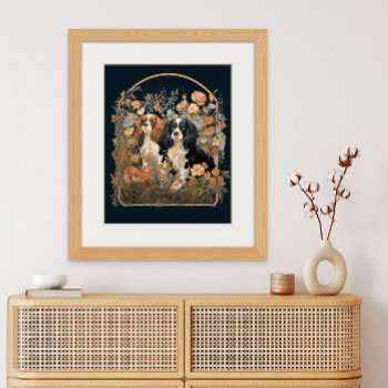 Cavalier King Charles Spaniels Antique Tapestry Poster by AntiqueImages at Zazzle