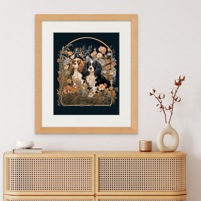 Cavalier King Charles Spaniels Antique Tapestry Poster