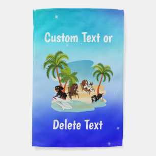 Cavalier King Charles Spaniels at the Beach Garden Flag