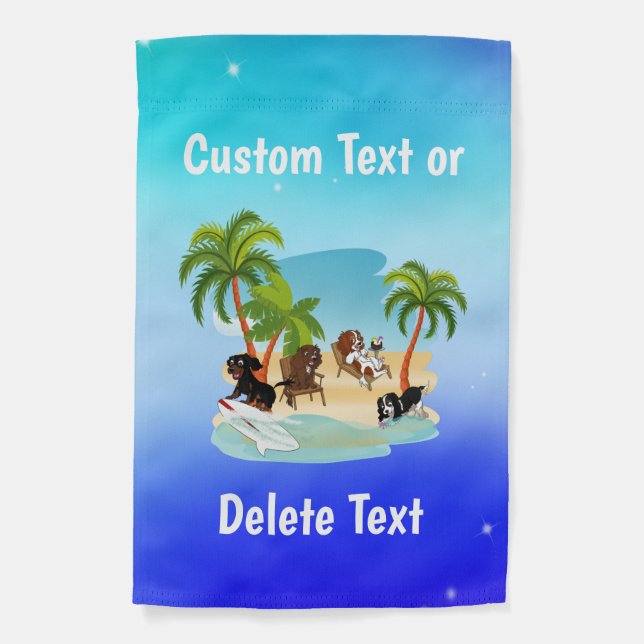 Cavalier King Charles Spaniels at the Beach Garden Flag (Front)