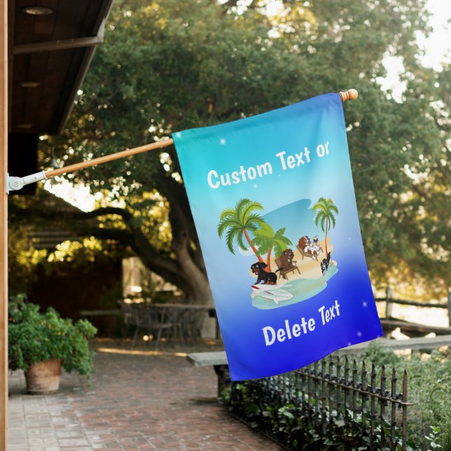 Cavalier King Charles Spaniels at the Beach Garden House Flag (In SItu)
