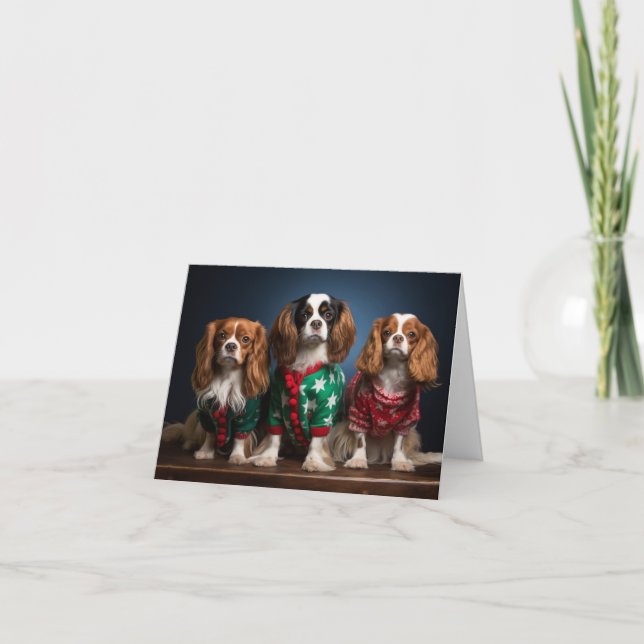 Cavalier King Charles Spaniels Christmas Card (Front)