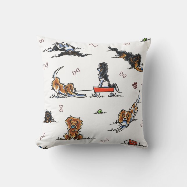 Cavalier King Charles Spaniels CKCS Doodles Outdoor Pillow (Front)