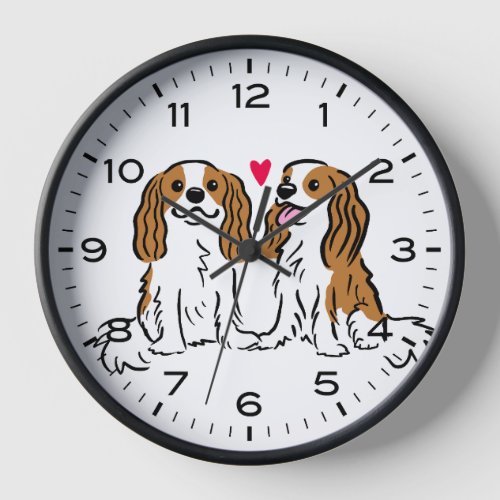 Cavalier King Charles Spaniels Cute Dogs  Clock