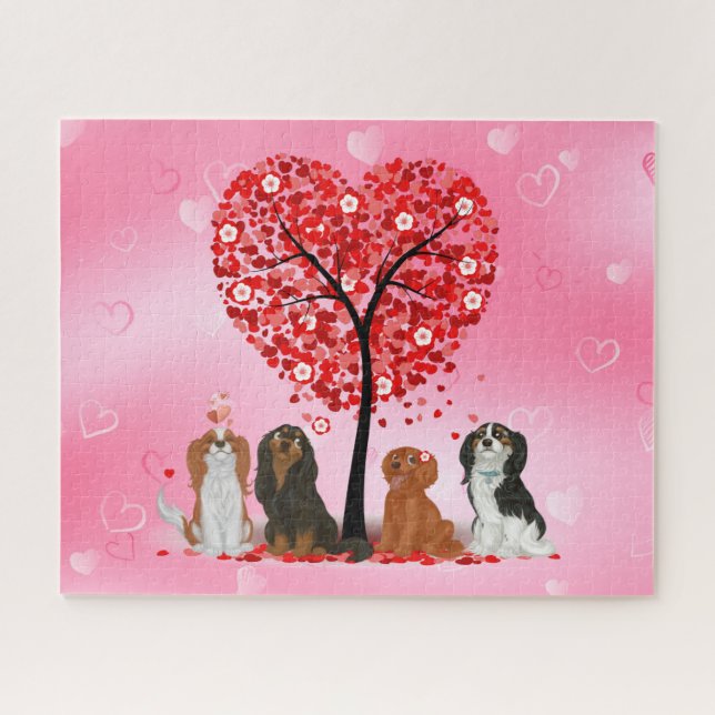 Cavalier King Charles Spaniels Love and Valentine  Jigsaw Puzzle (Horizontal)