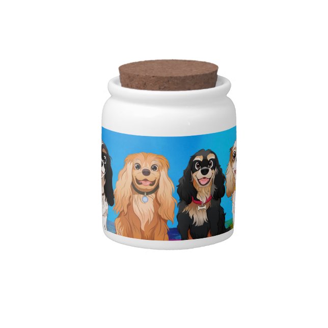 Cavalier King Charles Spaniels Make Me Happy  Bath Candy Jar (Front)