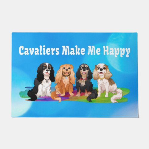 Cavalier King Charles Spaniels Make Me Happy  Bath Doormat