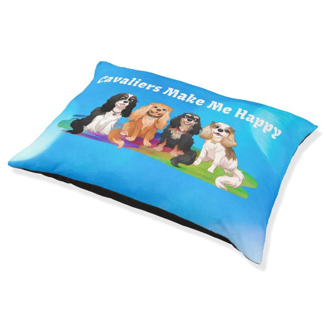 Cavalier King Charles Spaniels Make Me Happy  Bath Pet Bed (Angled)