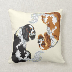 cavalier king charles spaniels throw pillow