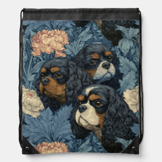 Cavalier King Charles Spaniels Victorian Garden Drawstring Bag