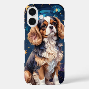 Cavalier King Charles Stained Glass Night Sky Star iPhone 16 Case