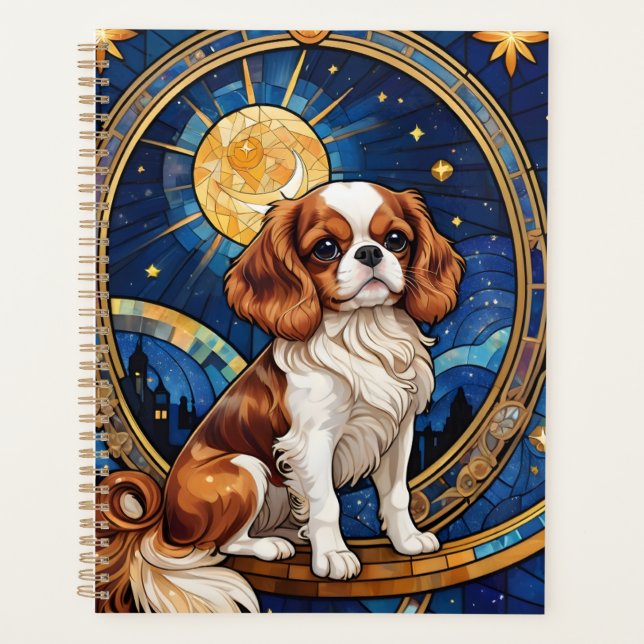 Cavalier King Charles Stained Glass Sky Stars Planner (Front)