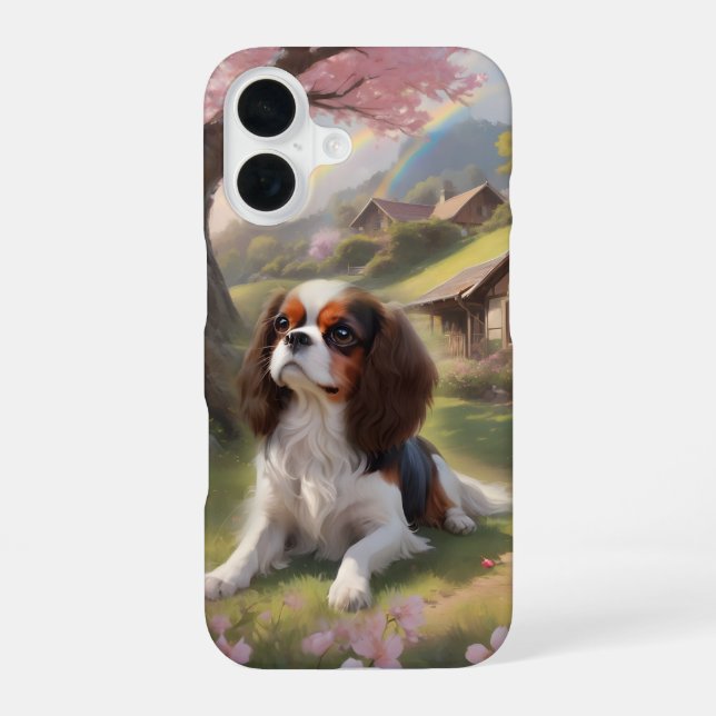 Cavalier King Charles Tricolor Cherry Blossoms iPhone Case (Back)