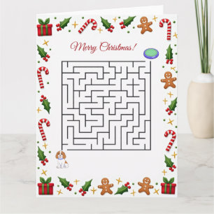 Cavalier King Christmas Maze Puzzle Holiday Card