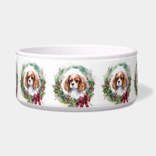 Cavalier King Christmas Wreath Festive Pup  Bowl