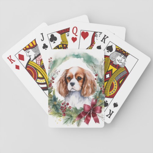 Cavalier King Christmas Wreath Festive Pup  Poker Cards
