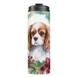 Cavalier King Christmas Wreath Festive Pup Thermal Tumbler