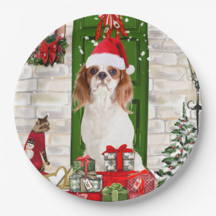 Cavalier King Dog Christmas Paper Plates