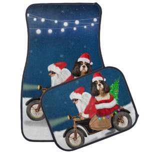 Cavalier King Dog Christmas Santa Claus Car Floor Mat