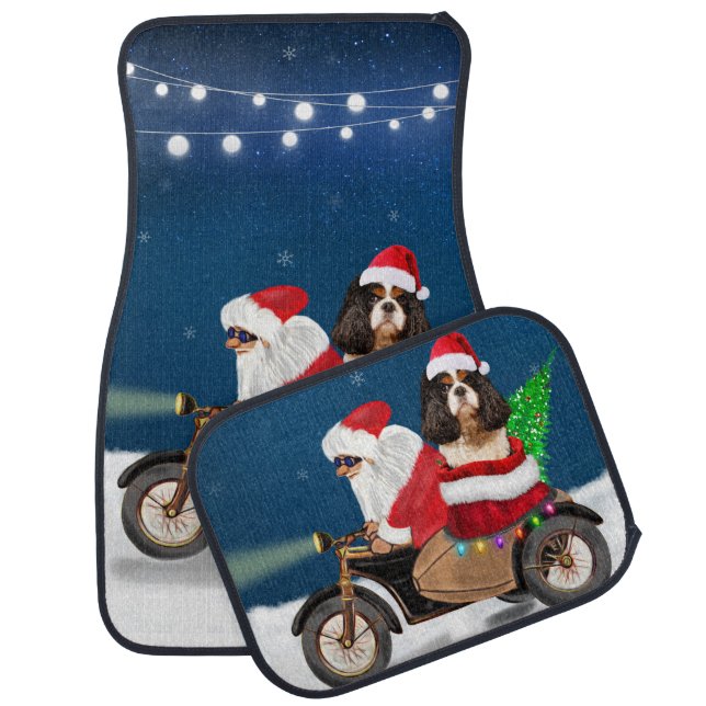 Cavalier King Dog Christmas Santa Claus  Car Floor Mat (Set)