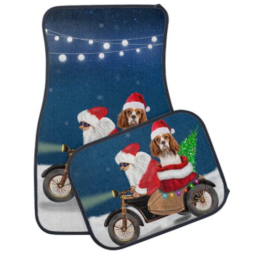 Cavalier King Dog Christmas Santa Claus  Car Floor Mat