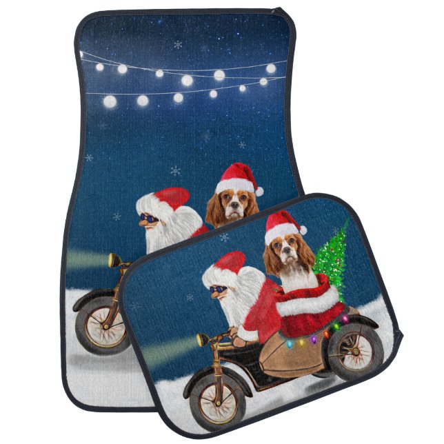 Cavalier King Dog Christmas Santa Claus  Car Floor Mat (Set)