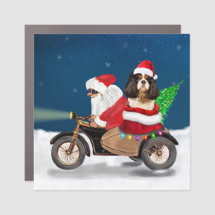 Cavalier King Dog Christmas Santa Claus Car Magnet