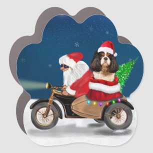 Cavalier King Dog Christmas Santa Claus Car Magnet