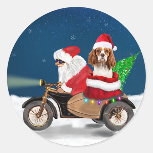 Cavalier King Dog Christmas Santa Claus  Classic Round Sticker