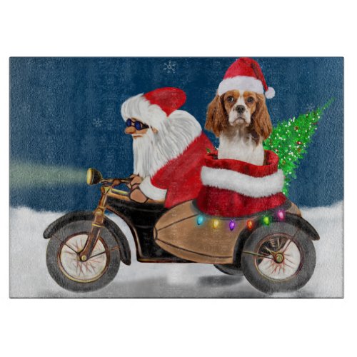 Cavalier King Dog Christmas Santa Claus   Cutting Board