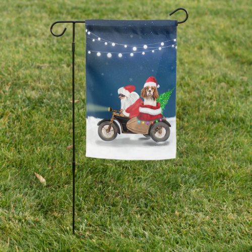 Cavalier King Dog Christmas Santa Claus  Garden Flag