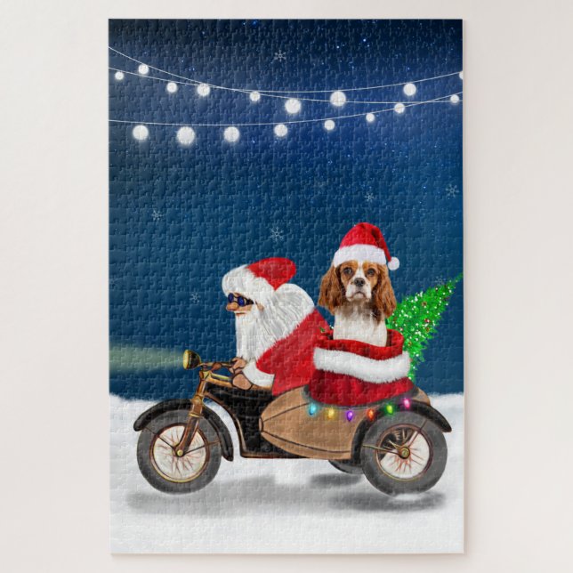 Cavalier King Dog Christmas Santa Claus  Jigsaw Puzzle (Vertical)