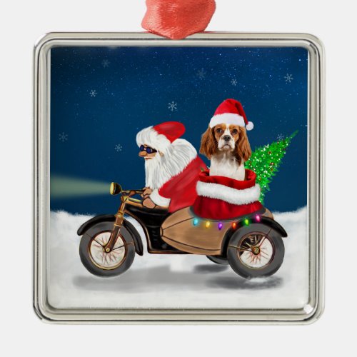 Cavalier King Dog Christmas Santa Claus  Metal Ornament